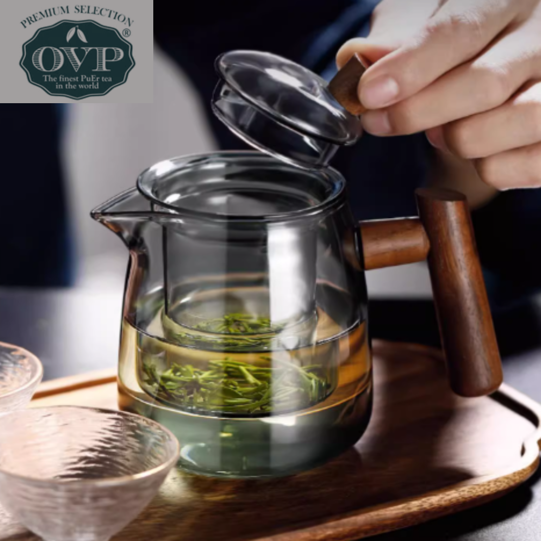 OVP Borosilicate Glass Teapot with Walnut Handle (530ml)