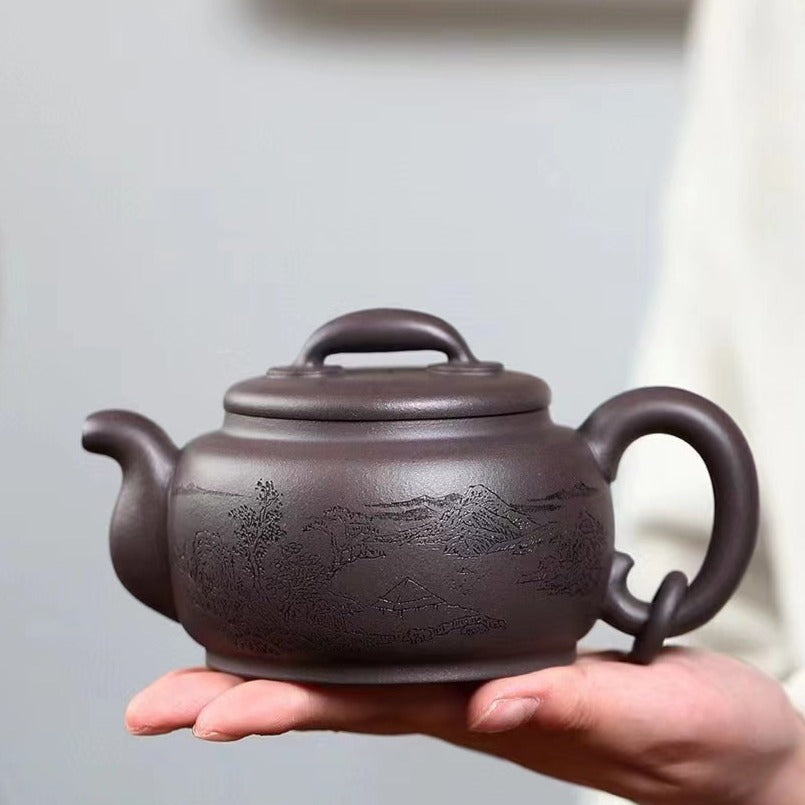 Zisha teapot DRAGON, handmade by artist Level 2, MU Ming-Long (L2-2019), Tian Qing Ni