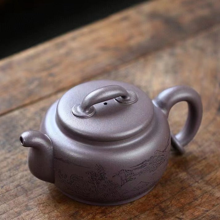Zisha teapot DRAGON, handmade by artist Level 2, MU Ming-Long (L2-2019), Tian Qing Ni