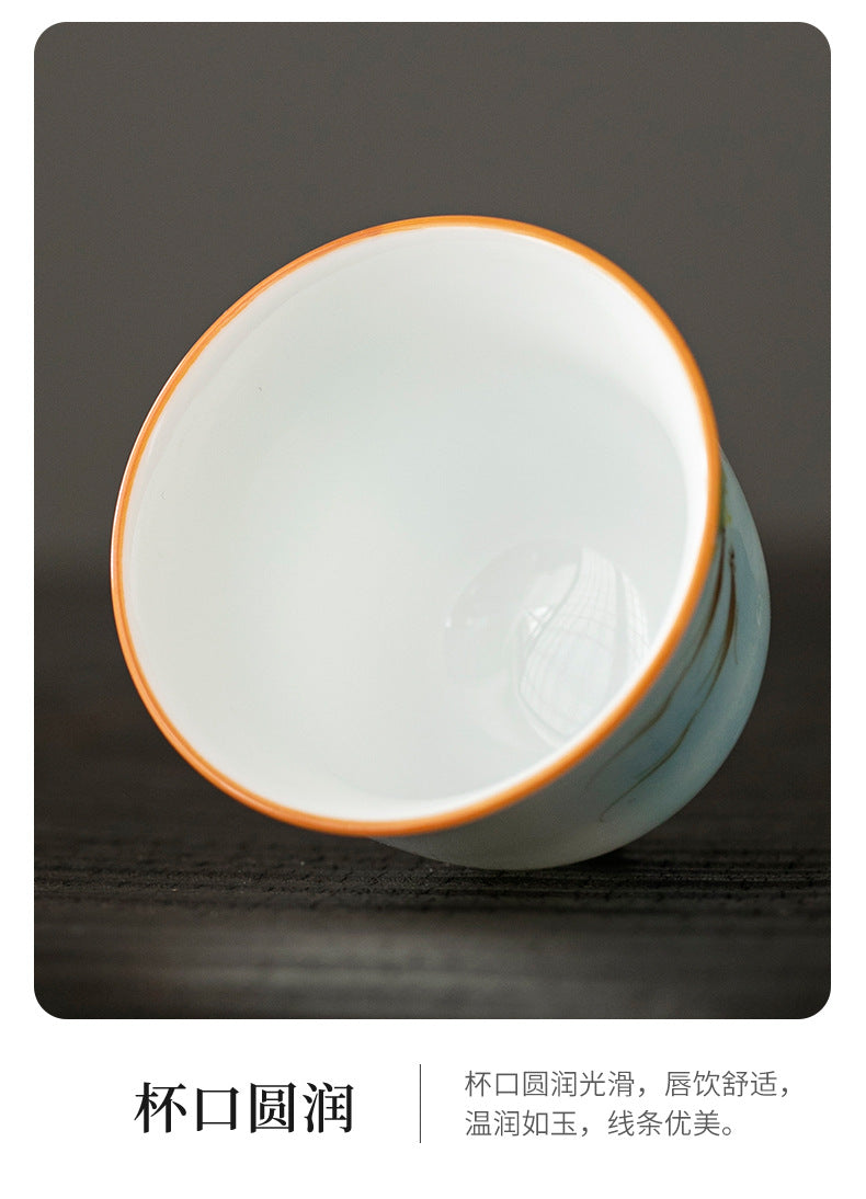 OVP white porcelain tasting cups, Flower Fairy shape hand-drawn 50ml 手绘白瓷花神杯