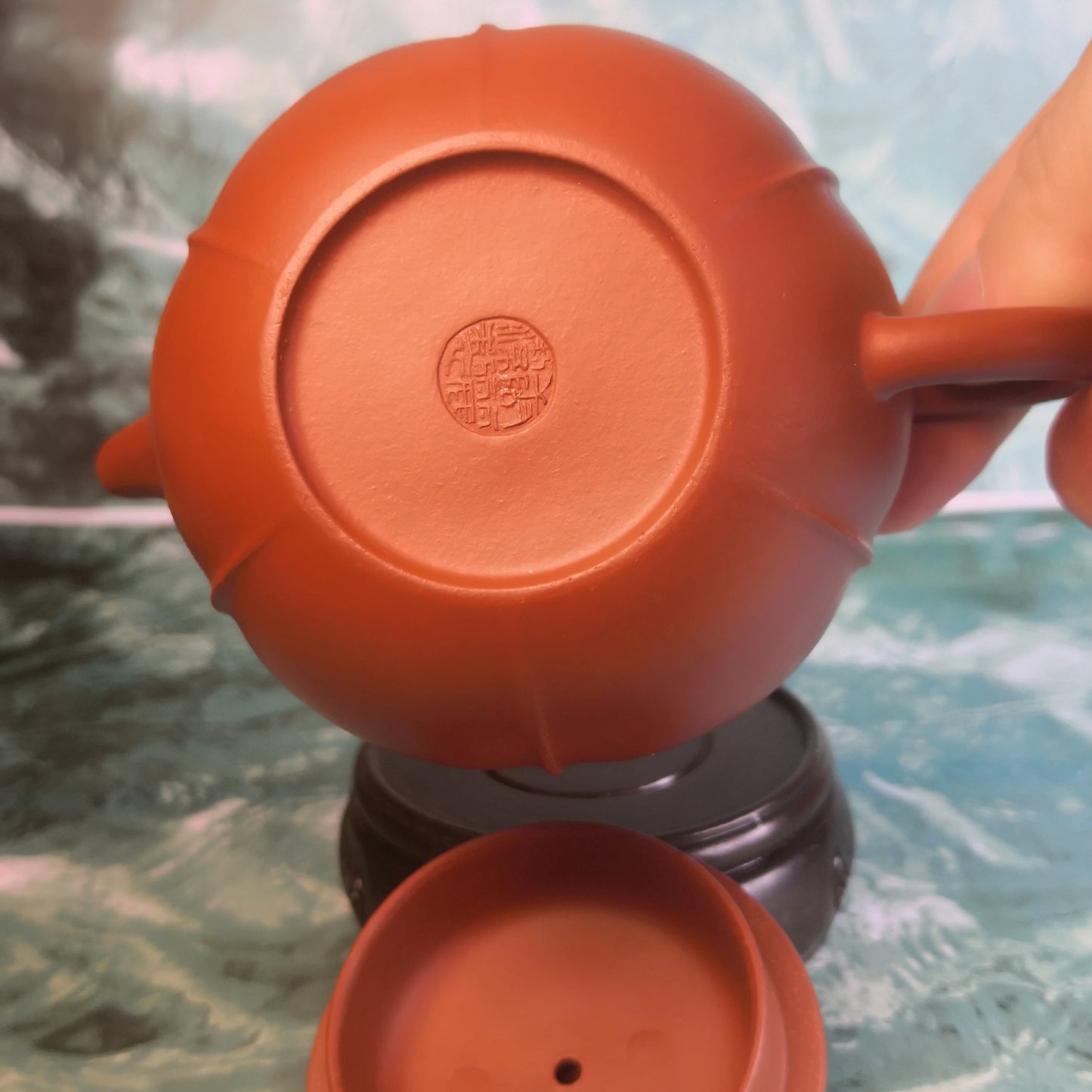 Zisha teapot Lotus Petals, handmade by artist Level 4, TANG Li-Jie 唐丽洁(L4-2019) 朱泥紫砂壶 “莲瓣”
