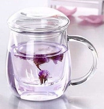 Old Village PuEr Tea Borosilicate Glass Cup with Filter and Lid - OVP Tea
