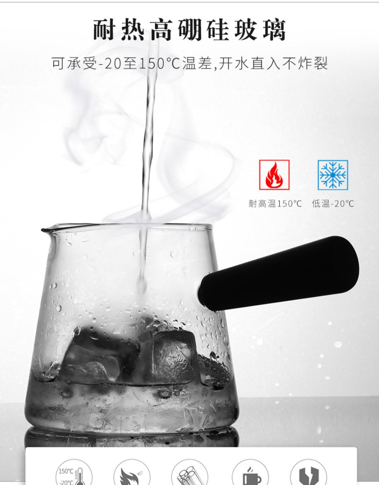 Borosilicate glass pot with dual filters for steam or steeping tea (700ml)