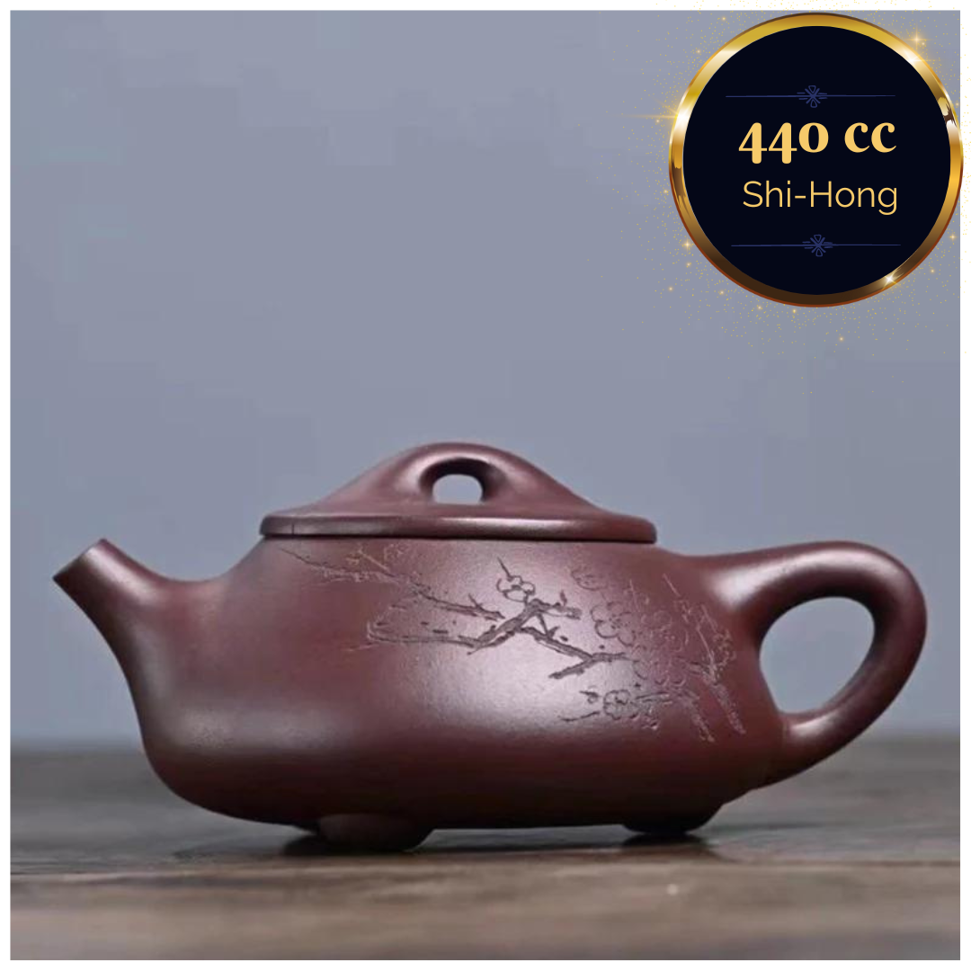 Zisha teapot Stone Ladle (Jing Zhou Shi Piao), handmade by artist Level 3, WANG Jun-Feng（L3-2018）Shi Hong,Zhu Ni