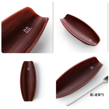 Portable Digital Tea Scale – Walnut Colour (USB Rechargeable, 500g / 0.1g)