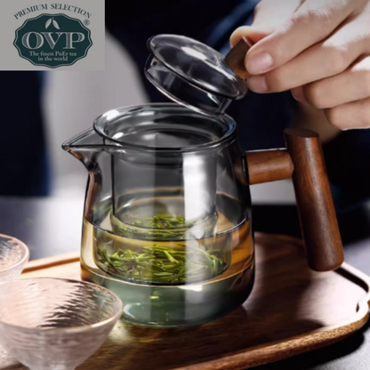 OVP Borosilicate Glass Teapot with Walnut Handle (530ml)