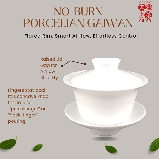 OVP No-Burn Porcelian Gaiwan – Flared Rim, Smart Airflow, Effortless Control