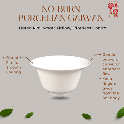 OVP No-Burn Porcelian Gaiwan – Flared Rim, Smart Airflow, Effortless Control
