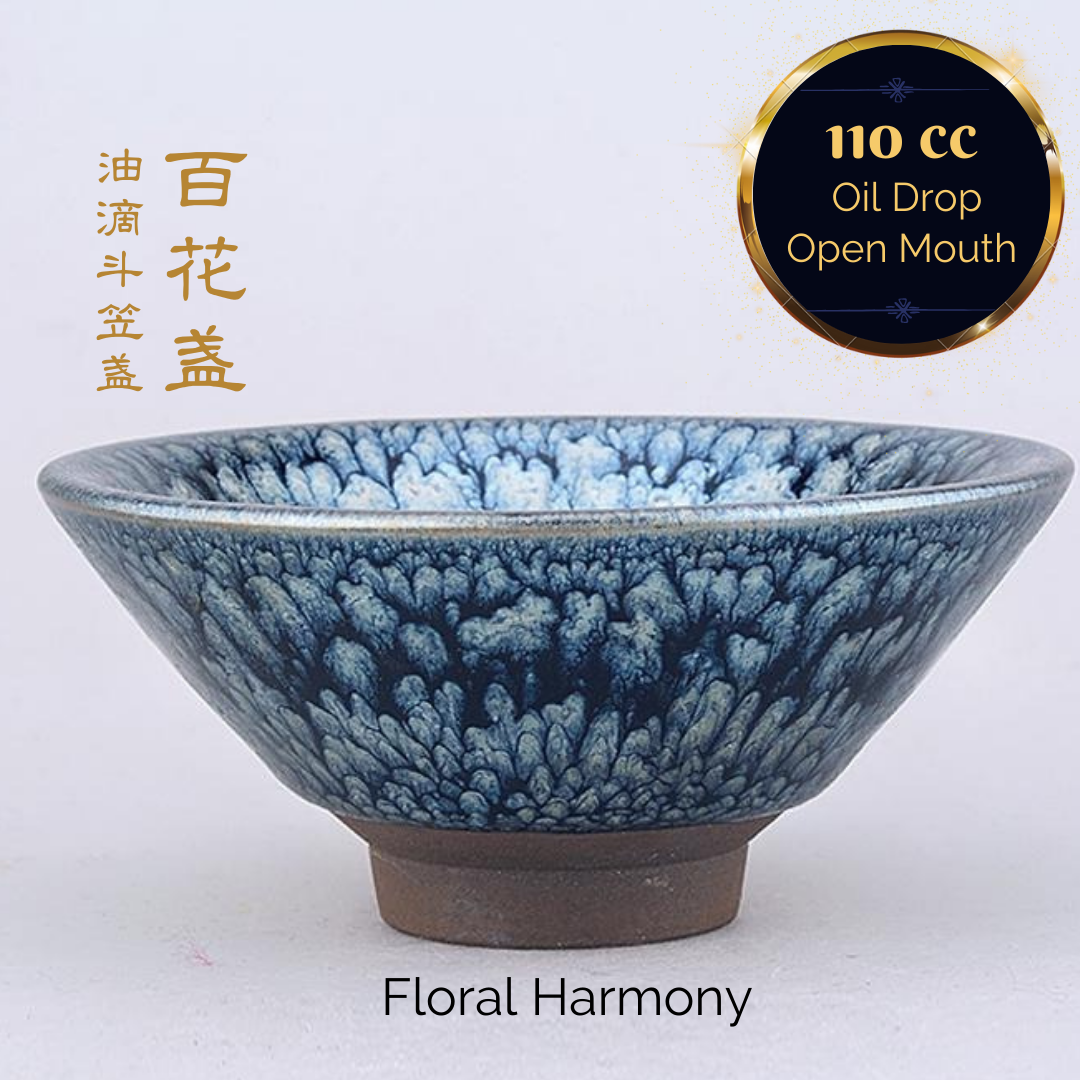 Premium Jianzhan (Tenmoku) Tea Bowls, Jian Ware, Floral Harmony 建
