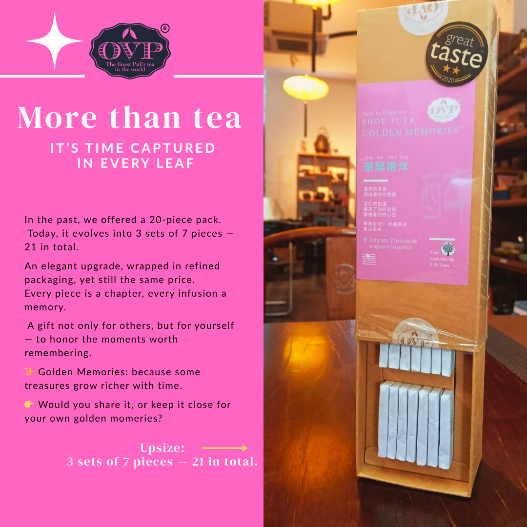 OVP GOLDEN MEMORIES® Award-Winning Shou PuEr Tea mini tea brick from Ancient Trees 2019