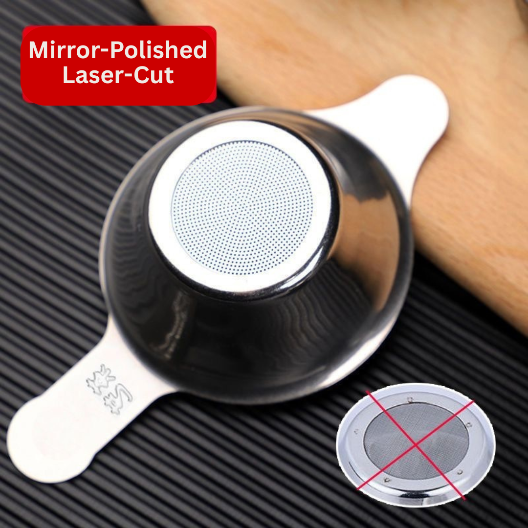 304 Stainless Steel Tea Strainer – Mirror-Polished, Laser-Cut