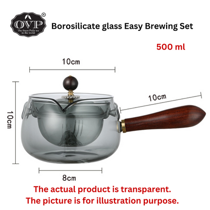 Borosilicate Glass Rotation Teapot with handle (500ml)
