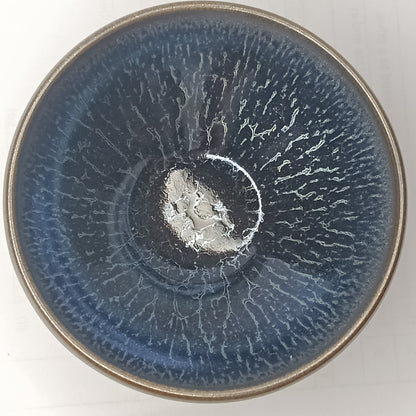 Premium Jianzhan (Tenmoku) Tea Bowls, Jian Ware, Azure Dragon Scales 建盏 品茗茶碗 蓝龙鳞斗笠盏
