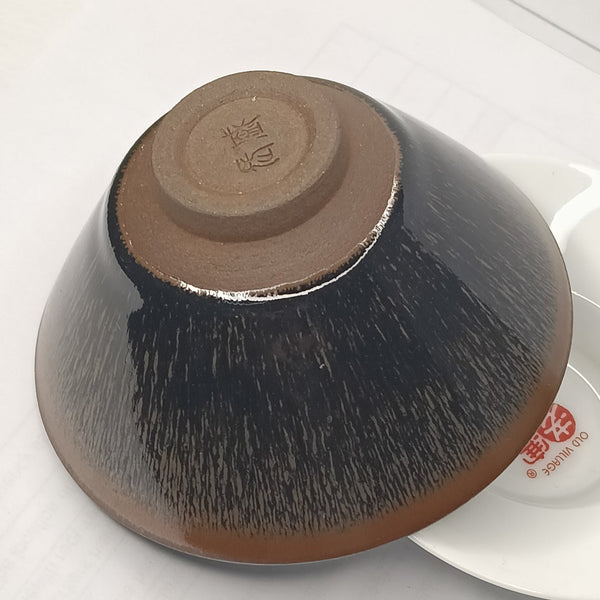 Premium Jianzhan (Tenmoku) Tea Bowls, Jian Ware, Golden Rabbit's Fur 建盏 品茗茶碗 金兔毫斗笠盏