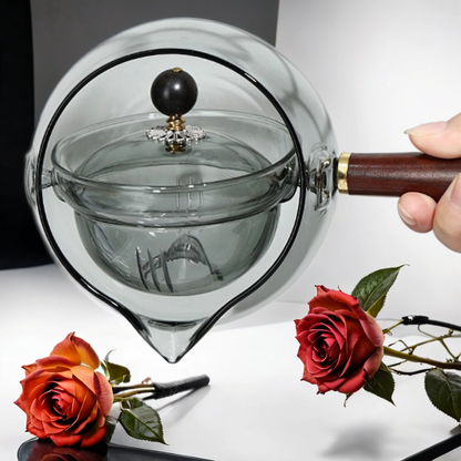Borosilicate Glass Rotation Teapot with handle (500ml)