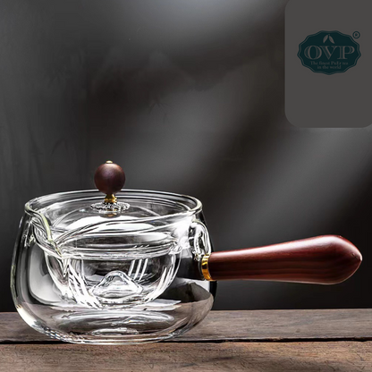 Borosilicate Glass Rotation Teapot with handle (500ml)