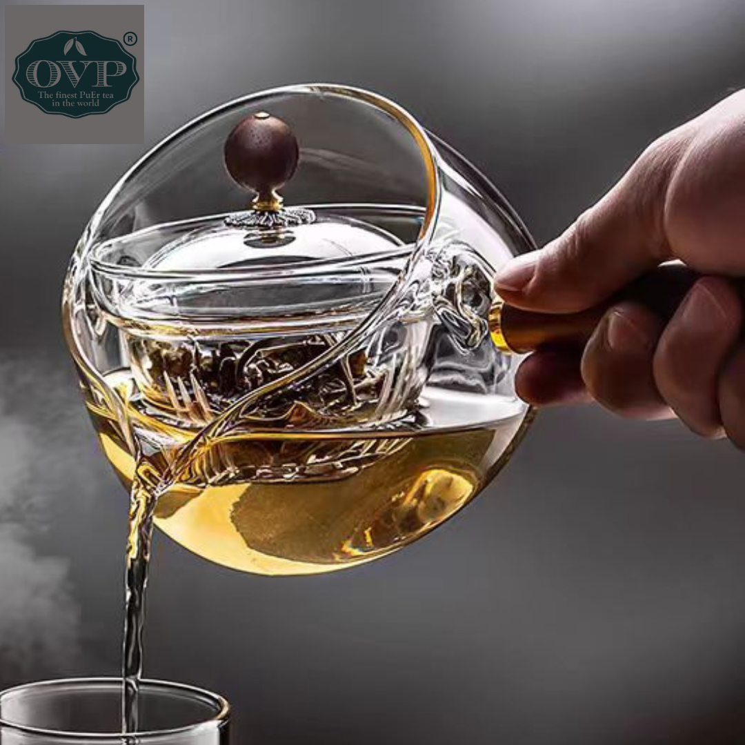 Borosilicate Glass Rotation Teapot with handle (500ml)