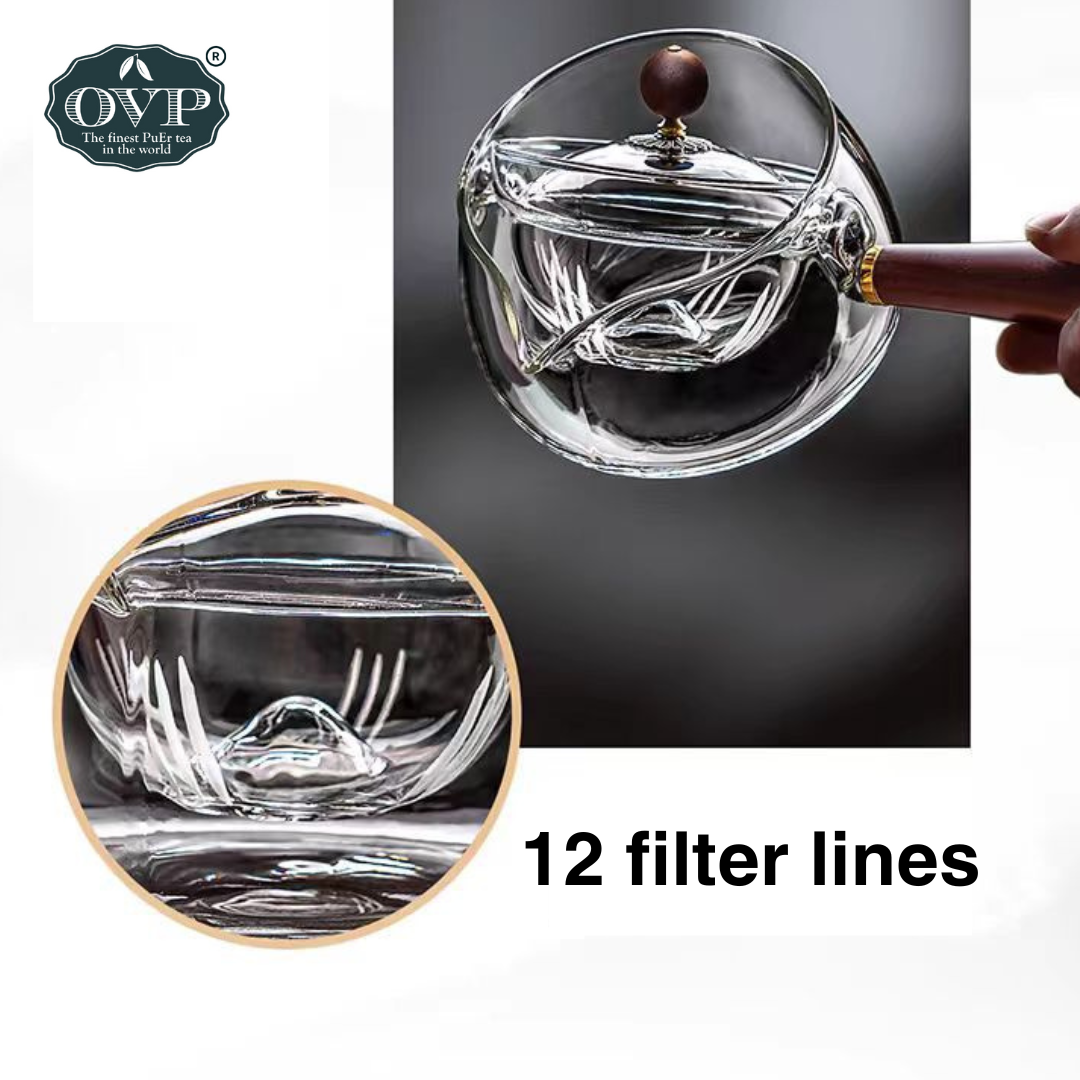 Borosilicate Glass Rotation Teapot with handle (500ml)
