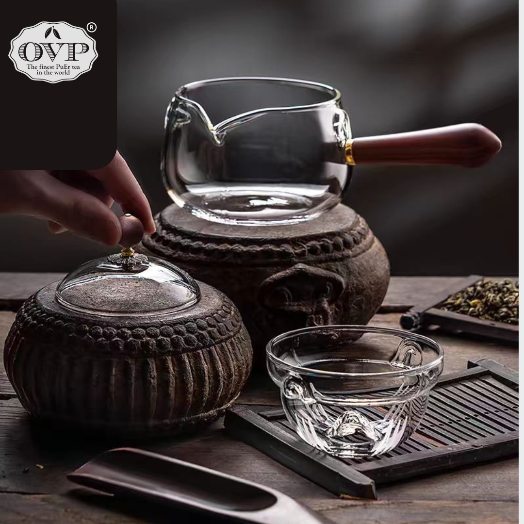 Borosilicate Glass Rotation Teapot with handle (500ml)
