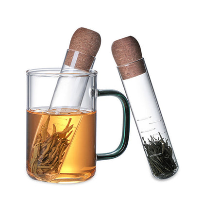 Borosilicate glass tea infuser with cork stopper | test-tube-style