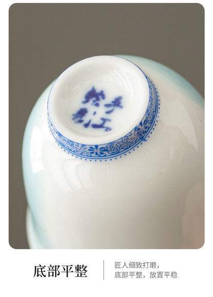 OVP white porcelain tasting cups, Flower Fairy shape hand-drawn 50ml 手绘白瓷花神杯