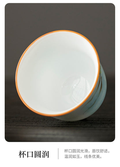OVP white porcelain tasting cups, Flower Fairy shape hand-drawn 50ml 手绘白瓷花神杯