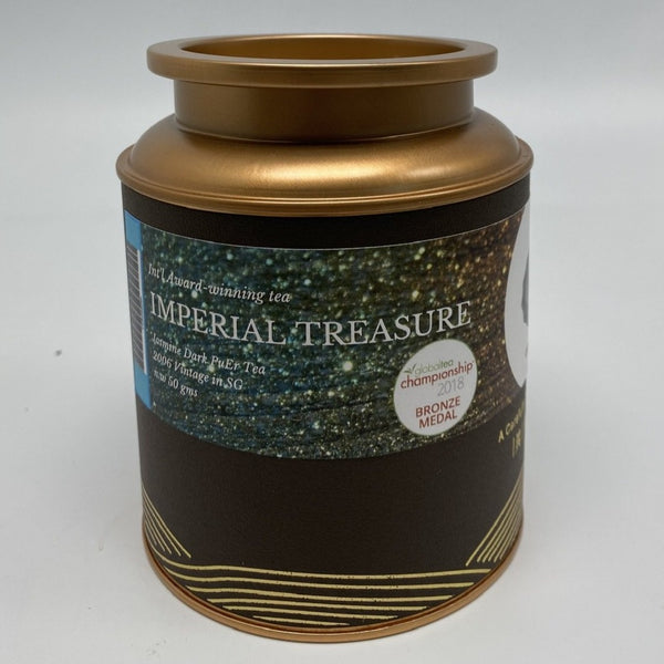 IMPERIAL TREASURE, Award-Winning Old Village Jasmine Shou PuEr Loose Tea in gift tin