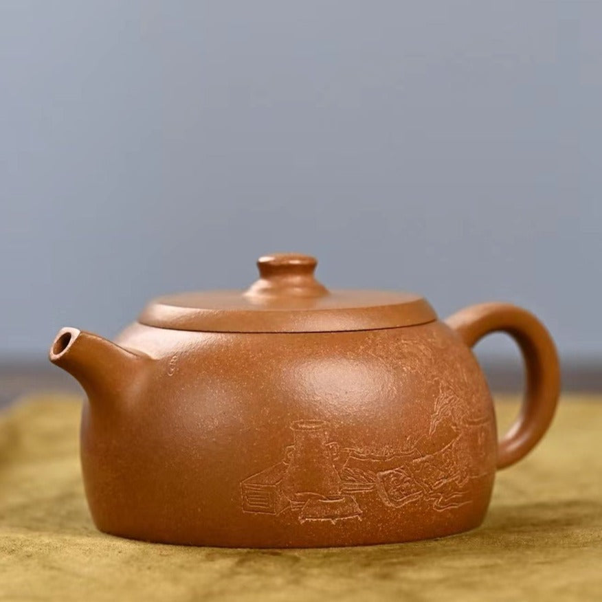 Zisha teapot Well Fence (Jing Lan), handmade by Studio Craftsmanship ZHUANG Lei, Duan Ni