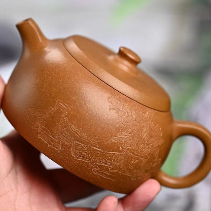 Zisha teapot Well Fence (Jing Lan), handmade by Studio Craftsmanship ZHUANG Lei, Duan Ni