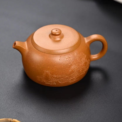 Zisha teapot Well Fence (Jing Lan), handmade by Studio Craftsmanship ZHUANG Lei, Duan Ni