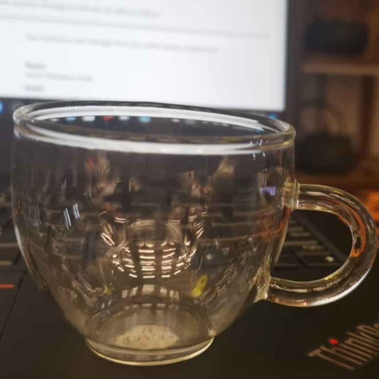 Old Village PuEr Tea Borosilicate Glass Teacup with Saucer (100ml）