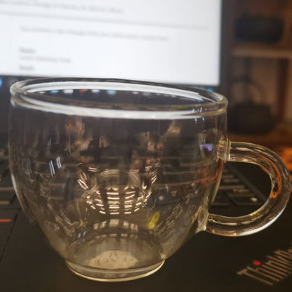 Old Village PuEr Tea Borosilicate Glass Teacup with Saucer (100ml）