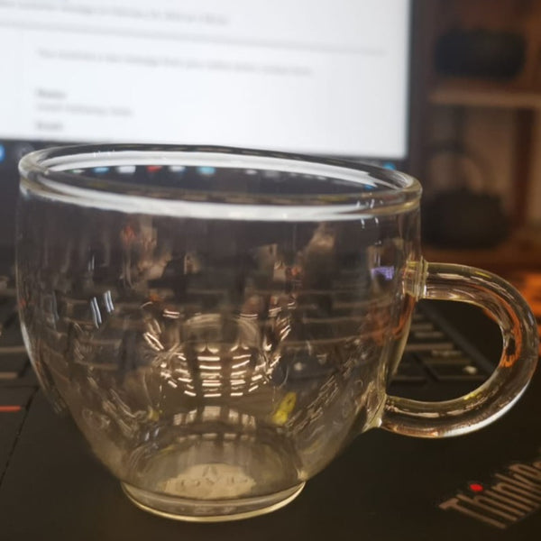 Old Village PuEr Tea Borosilicate Glass Teacup with Saucer