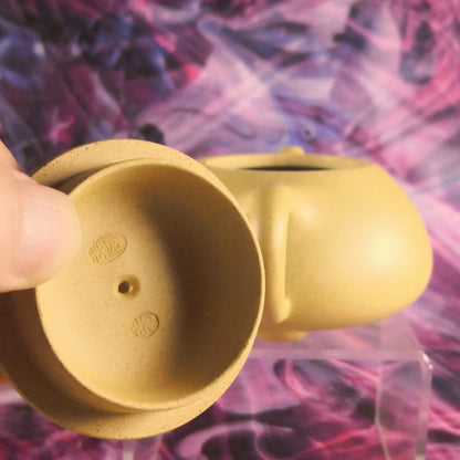 ZISHA TEAPOT SHI PIAO, HANDMADE BY ARTIST LEVEL 4, ZHANG KE 张轲 (L4-2021) 黄金段泥 石瓢