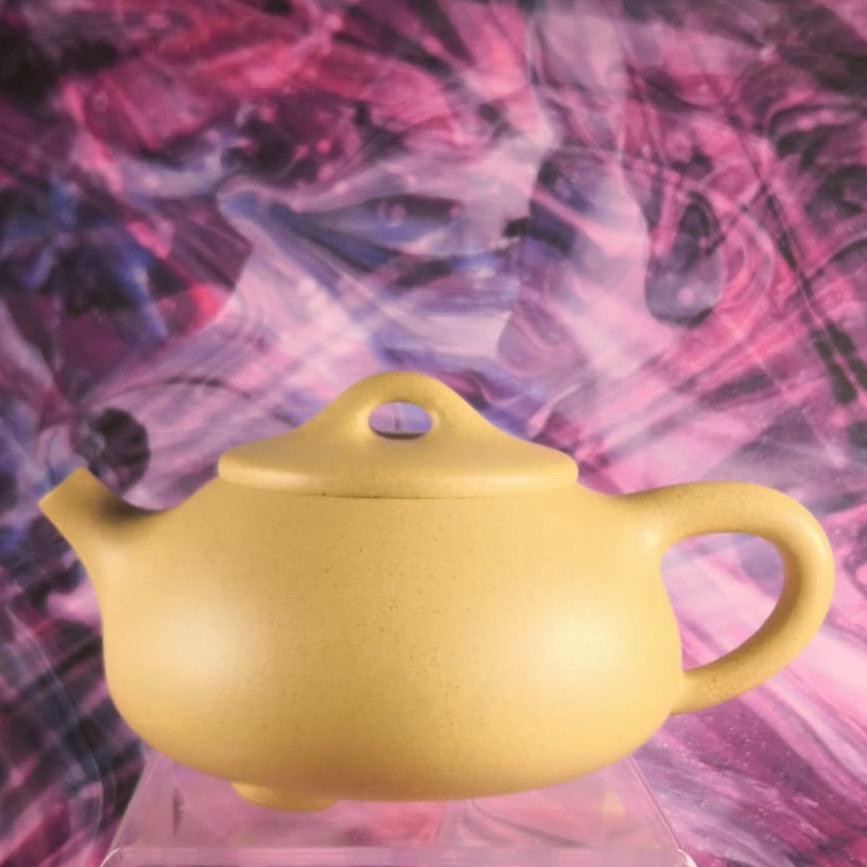 ZISHA TEAPOT SHI PIAO, HANDMADE BY ARTIST LEVEL 4, ZHANG KE 张轲 (L4-2021) 黄金段泥 石瓢