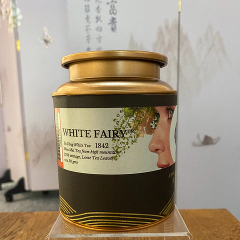 White Fairy™ OVP Fu Ding white tea, 1842 Shou Mei Loose Tea in Tin